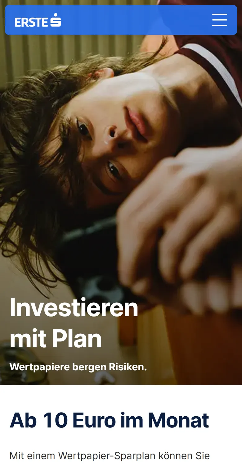 Erste Bank Wertpapier-Sparplan am Handy