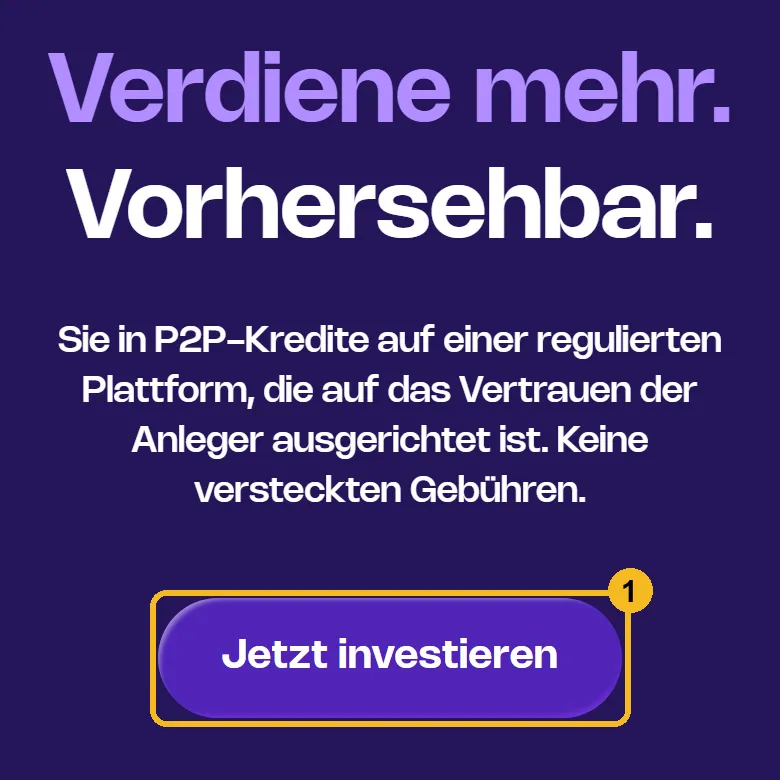 Startseite von Lendermarket am Handy mit markiertem Knopf Jetzt investieren
