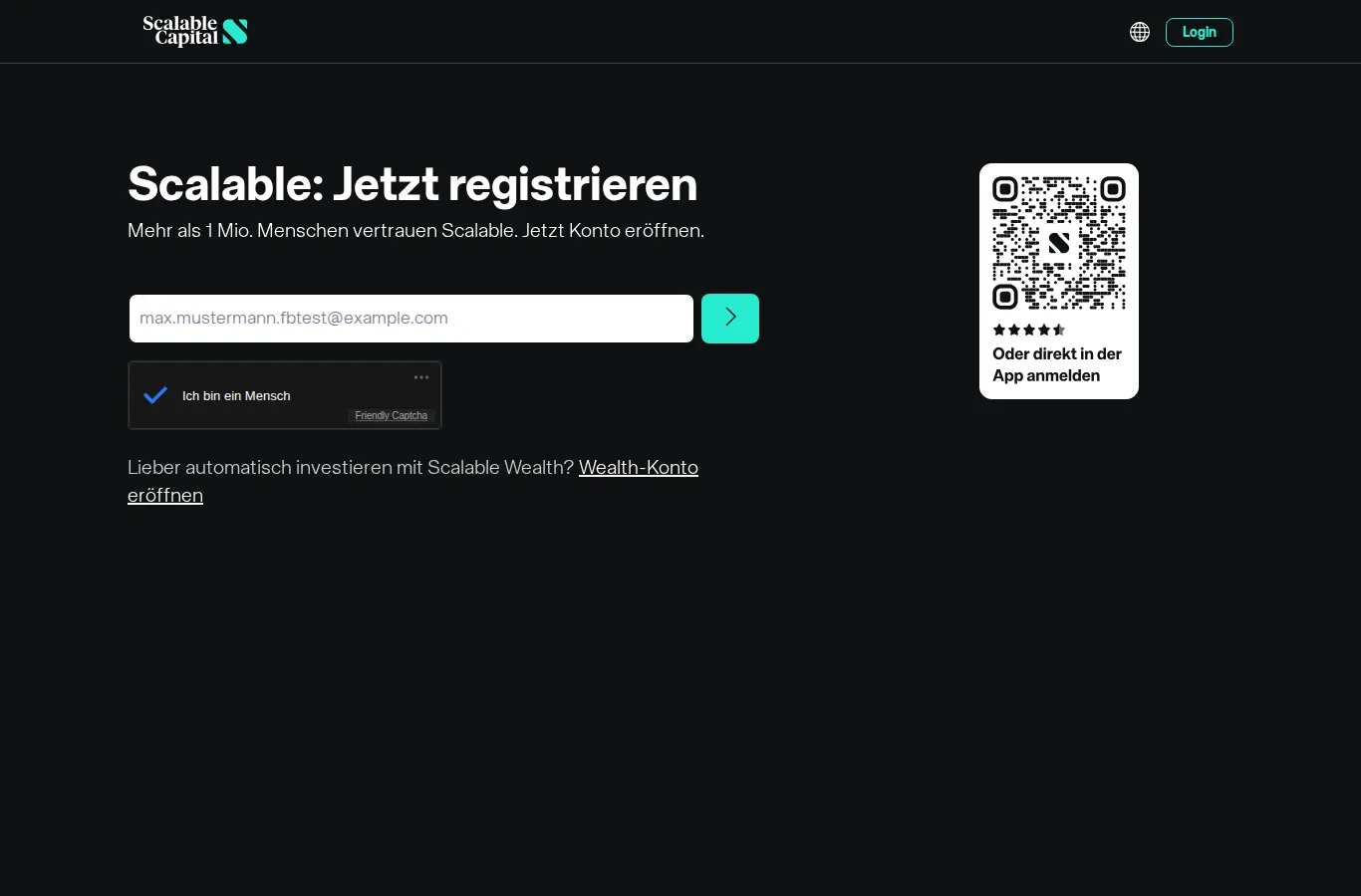 Scalable Capital Registrierung E-Mail