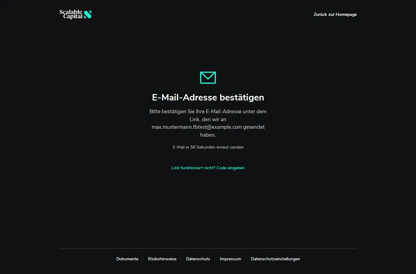 Scalable Capital E-Mail bestätigen